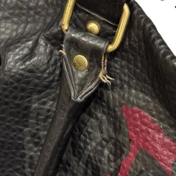 Steve Madden Y2K Black Floral Satchel Bag Pebbled Faux Leather - Picture 3 of 9